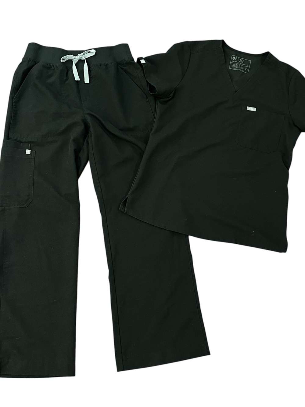 FIGS Scrub Set Black Small Catarina Top Isabel Wide Leg Pants